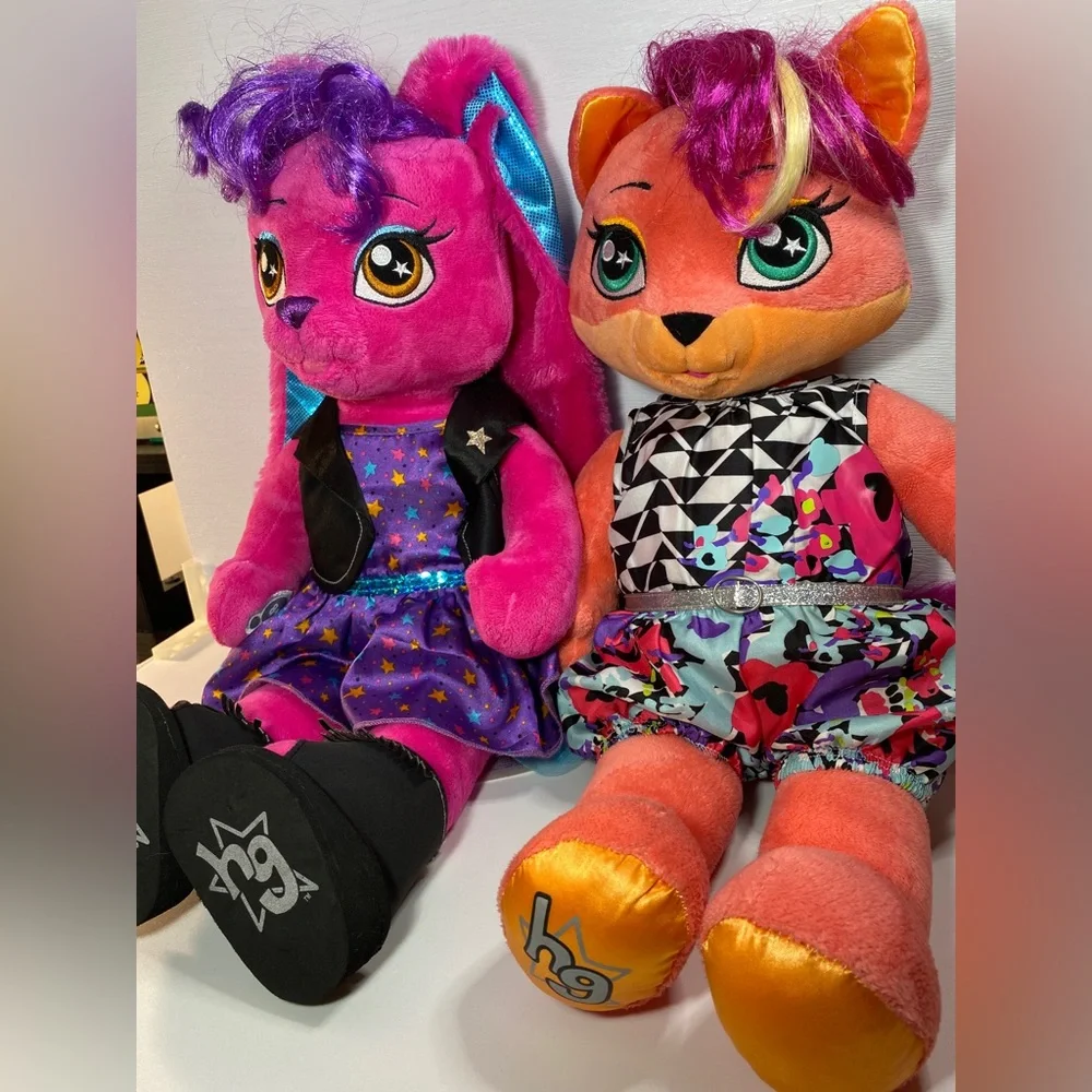 20" Build A Bear Honey Girl Risa Pink & Misha Rock Stars Singing Plushes BAB - Picture 6 of 13